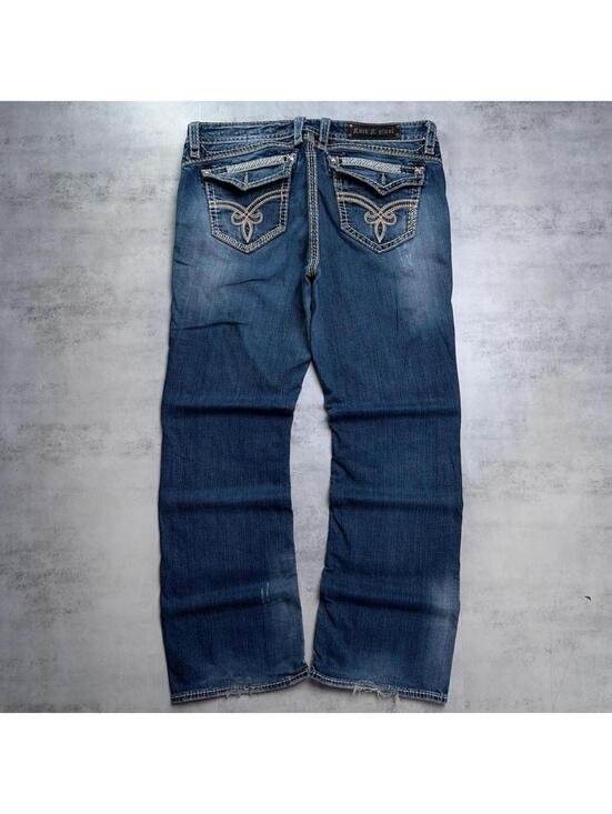 Other - Y2K Blue Rock Revival Grunge Roza Easy Bootcut Denim Jeans